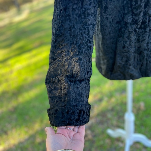 Vintage | 1950’s Persian Lamb & Mink Collar Cropped Swing Jacket - Picture 11 of 16